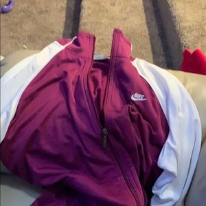 Purple and white nike zip up